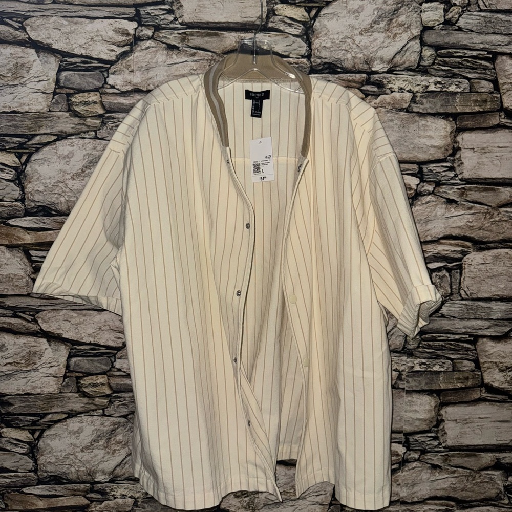 Forever 21 Beige Striped Shirt